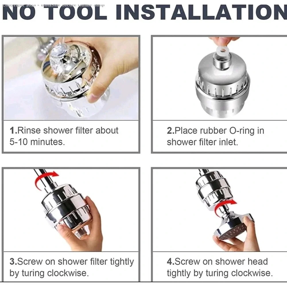 2 PCS 20 Stage Universal Shower Head Filter for Hard Water Chrome Purifier Tape